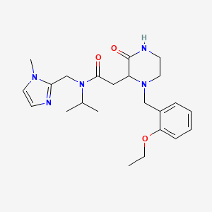 molecular formula C23H33N5O3 B6070690 2-[1-(2-ethoxybenzyl)-3-oxo-2-piperazinyl]-N-isopropyl-N-[(1-methyl-1H-imidazol-2-yl)methyl]acetamide 