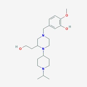 molecular formula C22H37N3O3 B6070696 5-{[3-(2-hydroxyethyl)-4-(1-isopropyl-4-piperidinyl)-1-piperazinyl]methyl}-2-methoxyphenol 