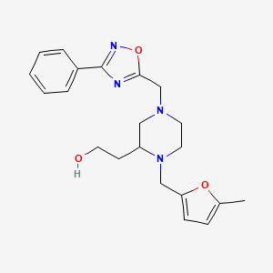 2-{1-[(5-methyl-2-furyl)methyl]-4-[(3-phenyl-1,2,4-oxadiazol-5-yl)methyl]-2-piperazinyl}ethanol