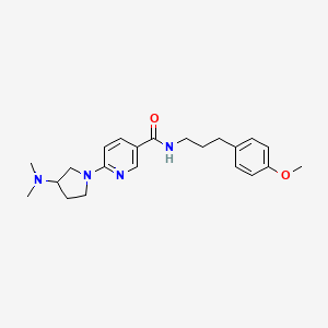 molecular formula C22H30N4O2 B6070710 6-[3-(dimethylamino)-1-pyrrolidinyl]-N-[3-(4-methoxyphenyl)propyl]nicotinamide 