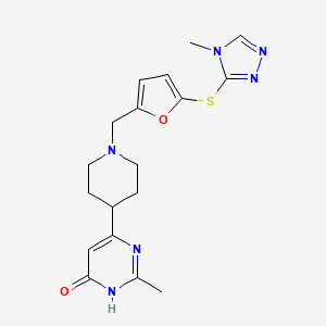 molecular formula C18H22N6O2S B6070715 2-methyl-6-[1-({5-[(4-methyl-4H-1,2,4-triazol-3-yl)thio]-2-furyl}methyl)piperidin-4-yl]pyrimidin-4(3H)-one 