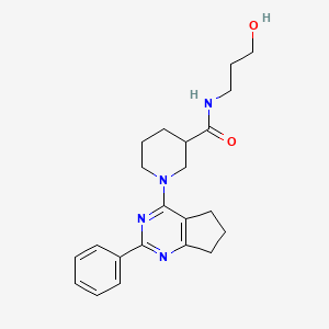 molecular formula C22H28N4O2 B6070716 N-(3-hydroxypropyl)-1-(2-phenyl-6,7-dihydro-5H-cyclopenta[d]pyrimidin-4-yl)-3-piperidinecarboxamide 