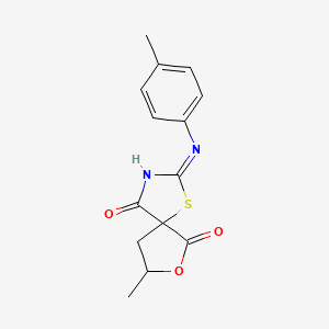 molecular formula C14H14N2O3S B6070753 8-methyl-2-[(4-methylphenyl)amino]-7-oxa-1-thia-3-azaspiro[4.4]non-2-ene-4,6-dione 