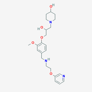 molecular formula C23H33N3O5 B6070767 1-{2-hydroxy-3-[2-methoxy-4-({[2-(3-pyridinyloxy)ethyl]amino}methyl)phenoxy]propyl}-4-piperidinol 