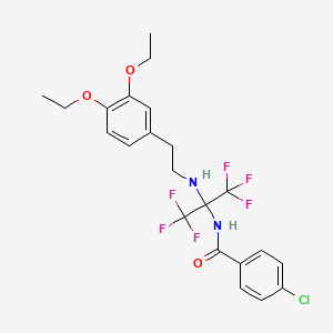 molecular formula C22H23ClF6N2O3 B6070777 4-chloro-N-[1-{[2-(3,4-diethoxyphenyl)ethyl]amino}-2,2,2-trifluoro-1-(trifluoromethyl)ethyl]benzamide 