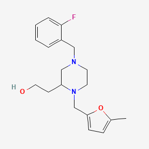 molecular formula C19H25FN2O2 B6070790 2-{4-(2-fluorobenzyl)-1-[(5-methyl-2-furyl)methyl]-2-piperazinyl}ethanol 