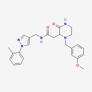 molecular formula C25H29N5O3 B6070801 2-[1-(3-methoxybenzyl)-3-oxo-2-piperazinyl]-N-{[1-(2-methylphenyl)-1H-pyrazol-4-yl]methyl}acetamide 