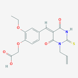 molecular formula C18H18N2O6S B6070832 {4-[(1-allyl-4,6-dioxo-2-thioxotetrahydro-5(2H)-pyrimidinylidene)methyl]-2-ethoxyphenoxy}acetic acid 