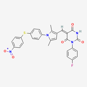 5-[(2,5-dimethyl-1-{4-[(4-nitrophenyl)thio]phenyl}-1H-pyrrol-3-yl)methylene]-1-(4-fluorophenyl)-2,4,6(1H,3H,5H)-pyrimidinetrione