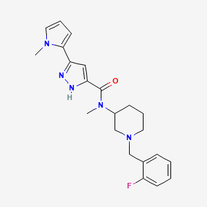 molecular formula C22H26FN5O B6070858 N-[1-(2-fluorobenzyl)-3-piperidinyl]-N-methyl-3-(1-methyl-1H-pyrrol-2-yl)-1H-pyrazole-5-carboxamide 