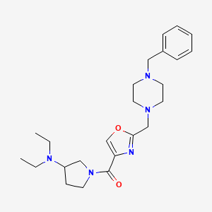 molecular formula C24H35N5O2 B6070895 1-({2-[(4-benzyl-1-piperazinyl)methyl]-1,3-oxazol-4-yl}carbonyl)-N,N-diethyl-3-pyrrolidinamine 