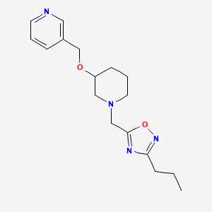 molecular formula C17H24N4O2 B6070917 3-[({1-[(3-propyl-1,2,4-oxadiazol-5-yl)methyl]-3-piperidinyl}oxy)methyl]pyridine 