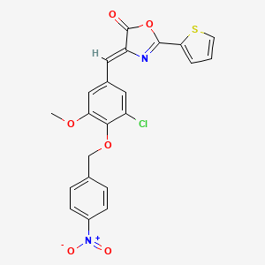 molecular formula C22H15ClN2O6S B6070923 4-{3-chloro-5-methoxy-4-[(4-nitrobenzyl)oxy]benzylidene}-2-(2-thienyl)-1,3-oxazol-5(4H)-one 