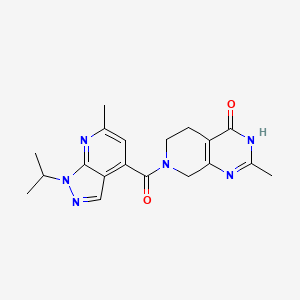 molecular formula C19H22N6O2 B6070949 7-[(1-isopropyl-6-methyl-1H-pyrazolo[3,4-b]pyridin-4-yl)carbonyl]-2-methyl-5,6,7,8-tetrahydropyrido[3,4-d]pyrimidin-4(3H)-one 