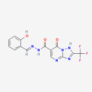 molecular formula C14H9F3N6O3 B6070953 7-hydroxy-N'-(2-hydroxybenzylidene)-2-(trifluoromethyl)[1,2,4]triazolo[1,5-a]pyrimidine-6-carbohydrazide 