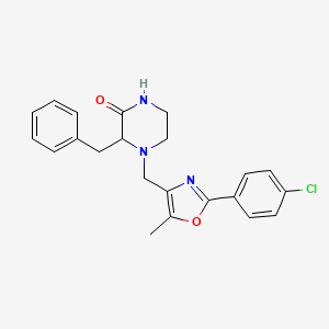 3-benzyl-4-{[2-(4-chlorophenyl)-5-methyl-1,3-oxazol-4-yl]methyl}-2-piperazinone
