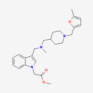 molecular formula C25H33N3O3 B6071083 methyl (3-{[methyl({1-[(5-methyl-2-furyl)methyl]-4-piperidinyl}methyl)amino]methyl}-1H-indol-1-yl)acetate 