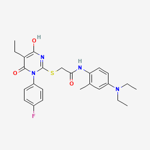 molecular formula C25H29FN4O3S B6071091 N-[4-(diethylamino)-2-methylphenyl]-2-{[5-ethyl-1-(4-fluorophenyl)-4-hydroxy-6-oxo-1,6-dihydro-2-pyrimidinyl]thio}acetamide 