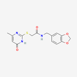 N-(1,3-benzodioxol-5-ylmethyl)-2-[(4-methyl-6-oxo-1,6-dihydro-2-pyrimidinyl)thio]acetamide