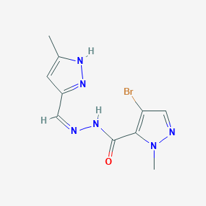 molecular formula C10H11BrN6O B6071167 4-bromo-1-methyl-N'-[(3-methyl-1H-pyrazol-5-yl)methylene]-1H-pyrazole-5-carbohydrazide 