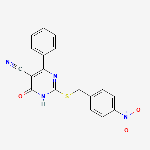 2-[(4-nitrobenzyl)thio]-6-oxo-4-phenyl-1,6-dihydro-5-pyrimidinecarbonitrile