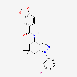 N-[1-(3-fluorophenyl)-6,6-dimethyl-4,5,6,7-tetrahydro-1H-indazol-4-yl]-1,3-benzodioxole-5-carboxamide