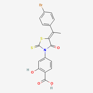4-{5-[1-(4-bromophenyl)ethylidene]-4-oxo-2-thioxo-1,3-thiazolidin-3-yl}-2-hydroxybenzoic acid