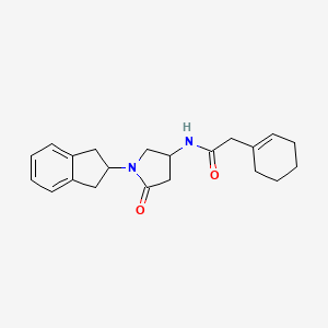 molecular formula C21H26N2O2 B6071237 2-(1-cyclohexen-1-yl)-N-[1-(2,3-dihydro-1H-inden-2-yl)-5-oxo-3-pyrrolidinyl]acetamide 