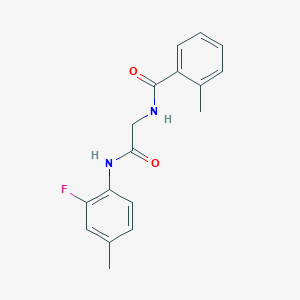 molecular formula C17H17FN2O2 B6071267 N-{2-[(2-fluoro-4-methylphenyl)amino]-2-oxoethyl}-2-methylbenzamide 