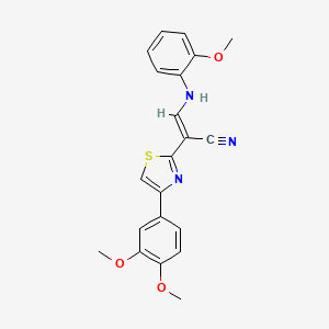 molecular formula C21H19N3O3S B6071274 2-[4-(3,4-dimethoxyphenyl)-1,3-thiazol-2-yl]-3-[(2-methoxyphenyl)amino]acrylonitrile 