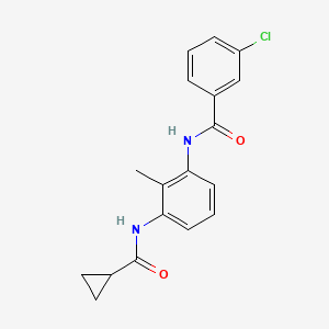 molecular formula C18H17ClN2O2 B6071288 3-chloro-N-{3-[(cyclopropylcarbonyl)amino]-2-methylphenyl}benzamide 