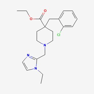 molecular formula C21H28ClN3O2 B6071306 ethyl 4-(2-chlorobenzyl)-1-[(1-ethyl-1H-imidazol-2-yl)methyl]-4-piperidinecarboxylate 