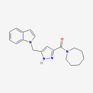 molecular formula C19H22N4O B6071313 1-{[3-(1-azepanylcarbonyl)-1H-pyrazol-5-yl]methyl}-1H-indole 