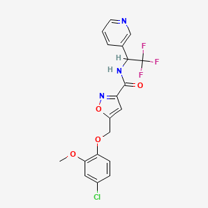 molecular formula C19H15ClF3N3O4 B6071319 5-[(4-chloro-2-methoxyphenoxy)methyl]-N-[2,2,2-trifluoro-1-(3-pyridinyl)ethyl]-3-isoxazolecarboxamide 