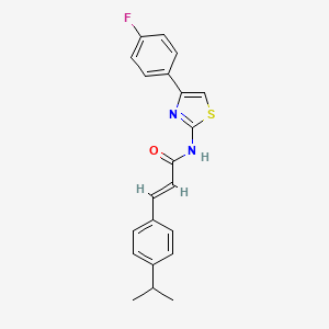 molecular formula C21H19FN2OS B6071321 N-[4-(4-fluorophenyl)-1,3-thiazol-2-yl]-3-(4-isopropylphenyl)acrylamide 