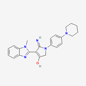 molecular formula C23H25N5O B6071337 5-amino-4-(1-methyl-1H-benzimidazol-2-yl)-1-[4-(1-piperidinyl)phenyl]-1,2-dihydro-3H-pyrrol-3-one 