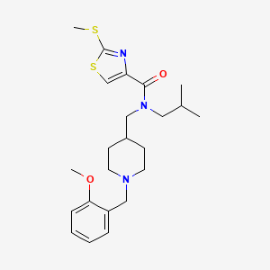 molecular formula C23H33N3O2S2 B6071350 N-isobutyl-N-{[1-(2-methoxybenzyl)-4-piperidinyl]methyl}-2-(methylthio)-1,3-thiazole-4-carboxamide 