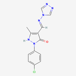 molecular formula C13H11ClN6O B6071406 2-(4-chlorophenyl)-5-methyl-4-[(4H-1,2,4-triazol-4-ylamino)methylene]-2,4-dihydro-3H-pyrazol-3-one 