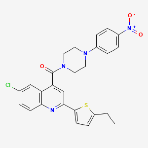 molecular formula C26H23ClN4O3S B6071412 6-chloro-2-(5-ethyl-2-thienyl)-4-{[4-(4-nitrophenyl)-1-piperazinyl]carbonyl}quinoline 