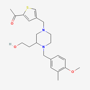 molecular formula C22H30N2O3S B6071442 1-(4-{[3-(2-hydroxyethyl)-4-(4-methoxy-3-methylbenzyl)-1-piperazinyl]methyl}-2-thienyl)ethanone 