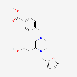 molecular formula C21H28N2O4 B6071450 methyl 4-({3-(2-hydroxyethyl)-4-[(5-methyl-2-furyl)methyl]-1-piperazinyl}methyl)benzoate 