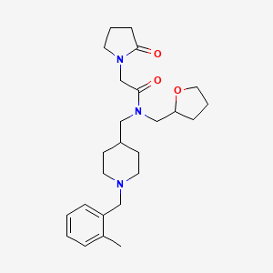 molecular formula C25H37N3O3 B6071459 N-{[1-(2-methylbenzyl)-4-piperidinyl]methyl}-2-(2-oxo-1-pyrrolidinyl)-N-(tetrahydro-2-furanylmethyl)acetamide 