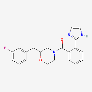 molecular formula C21H20FN3O2 B6071501 2-(3-fluorobenzyl)-4-[2-(1H-imidazol-2-yl)benzoyl]morpholine 