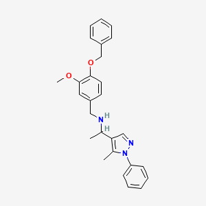 molecular formula C27H29N3O2 B6071558 N-[4-(benzyloxy)-3-methoxybenzyl]-1-(5-methyl-1-phenyl-1H-pyrazol-4-yl)ethanamine 