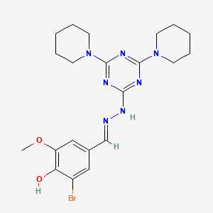molecular formula C21H28BrN7O2 B6071569 3-bromo-4-hydroxy-5-methoxybenzaldehyde (4,6-di-1-piperidinyl-1,3,5-triazin-2-yl)hydrazone 