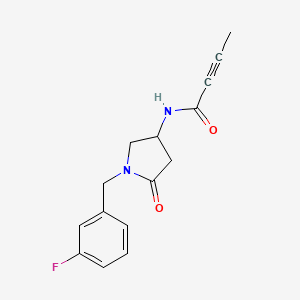 molecular formula C15H15FN2O2 B6071577 N-[1-(3-fluorobenzyl)-5-oxo-3-pyrrolidinyl]-2-butynamide 