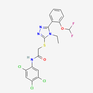 molecular formula C19H15Cl3F2N4O2S B6071596 2-({5-[2-(difluoromethoxy)phenyl]-4-ethyl-4H-1,2,4-triazol-3-yl}thio)-N-(2,4,5-trichlorophenyl)acetamide 