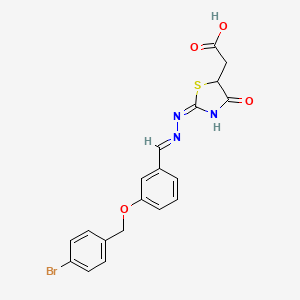 molecular formula C19H16BrN3O4S B6071622 [2-({3-[(4-bromobenzyl)oxy]benzylidene}hydrazono)-4-oxo-1,3-thiazolidin-5-yl]acetic acid 
