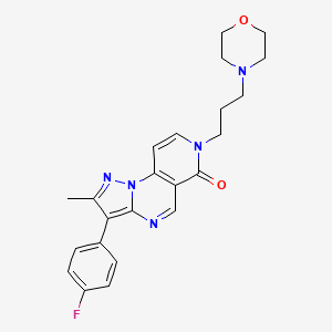 molecular formula C23H24FN5O2 B6071700 3-(4-fluorophenyl)-2-methyl-7-[3-(4-morpholinyl)propyl]pyrazolo[1,5-a]pyrido[3,4-e]pyrimidin-6(7H)-one 