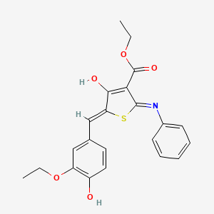 molecular formula C22H21NO5S B6071726 ethyl 2-anilino-5-(3-ethoxy-4-hydroxybenzylidene)-4-oxo-4,5-dihydro-3-thiophenecarboxylate 